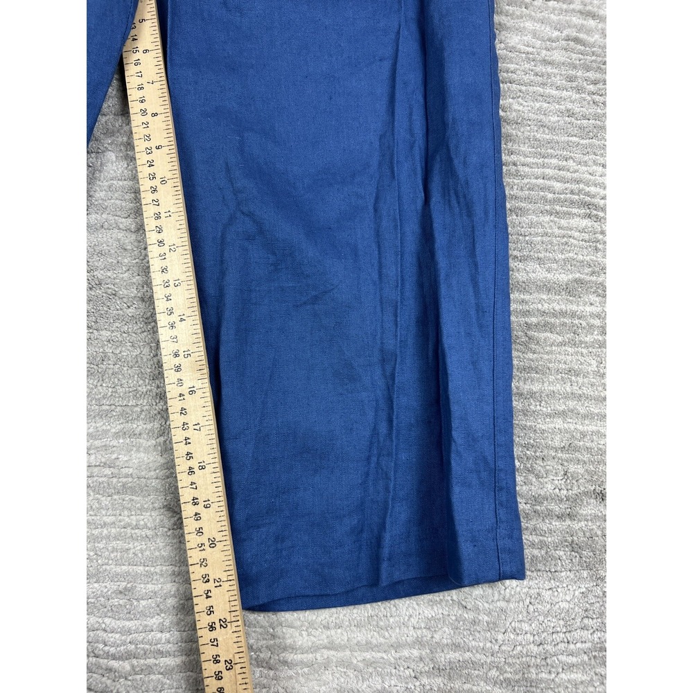 Weekend Choices Pants Womens L Blue Linen Cropped Wide Leg Drawstring‎ JLNP0165 - Picture 5 of 13